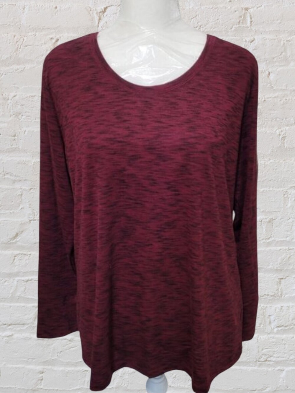ANA Heather Burgundy LS Knit Top